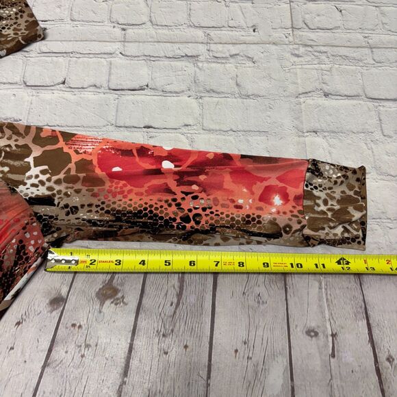 Vintage Cache Women Blouse Top Shirt Size Medium Y2K Ruched Animal Print C065 12 - Picture 5 of 16